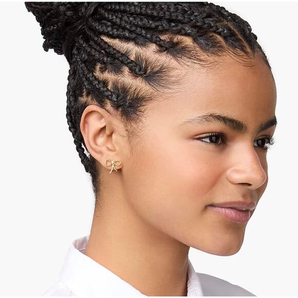 NWT J Crew Gold Metal bow stud earrings $40 - Picture 2 of 3